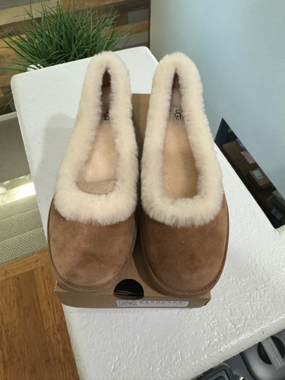 UGG Chestnut Suede Shearling ballet flats